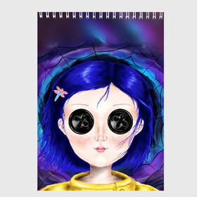 Скетчбук с принтом Coraline в Новосибирске, 100% бумага
 | 48 листов, плотность листов — 100 г/м2, плотность картонной обложки — 250 г/м2. Листы скреплены сверху удобной пружинной спиралью | coraline | neil gaiman | тим бёртон