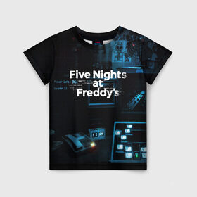 Детская футболка 3D с принтом FIVE NIGHTS AT FREDDYS в Новосибирске, 100% гипоаллергенный полиэфир | прямой крой, круглый вырез горловины, длина до линии бедер, чуть спущенное плечо, ткань немного тянется | 5 ночей с фредди | animation | bonnie | chica | five nights at freddys | fnaf | foxy | freddy | funny | horror | scary | бонни | майк | пять | ужас | фнаф | фокси | фредди | чика | шмидт