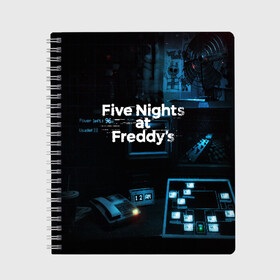 Тетрадь с принтом FIVE NIGHTS AT FREDDYS в Новосибирске, 100% бумага | 48 листов, плотность листов — 60 г/м2, плотность картонной обложки — 250 г/м2. Листы скреплены сбоку удобной пружинной спиралью. Уголки страниц и обложки скругленные. Цвет линий — светло-серый
 | 5 ночей с фредди | animation | bonnie | chica | five nights at freddys | fnaf | foxy | freddy | funny | horror | scary | бонни | майк | пять | ужас | фнаф | фокси | фредди | чика | шмидт