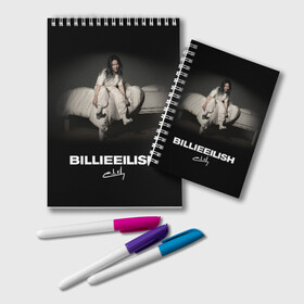 Блокнот с принтом РЮКЗАК BILLIE EILISH в Новосибирске, 100% бумага | 48 листов, плотность листов — 60 г/м2, плотность картонной обложки — 250 г/м2. Листы скреплены удобной пружинной спиралью. Цвет линий — светло-серый
 | be | billie | billie eilish | билли | билли айлиш