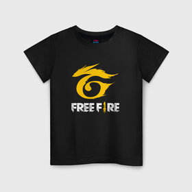 Детская футболка хлопок с принтом GARENA FREE FIRE в Новосибирске, 100% хлопок | круглый вырез горловины, полуприлегающий силуэт, длина до линии бедер | Тематика изображения на принте: free fire | garena | garena free fire | гарена | гарена фри фаер | фри фаер