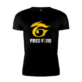 Мужская футболка премиум с принтом GARENA FREE FIRE в Новосибирске, 92% хлопок, 8% лайкра | приталенный силуэт, круглый вырез ворота, длина до линии бедра, короткий рукав | free fire | garena | garena free fire | гарена | гарена фри фаер | фри фаер