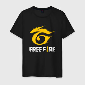 Мужская футболка хлопок с принтом GARENA FREE FIRE в Новосибирске, 100% хлопок | прямой крой, круглый вырез горловины, длина до линии бедер, слегка спущенное плечо. | free fire | garena | garena free fire | гарена | гарена фри фаер | фри фаер