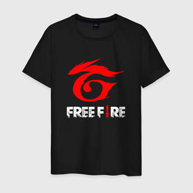 Мужская футболка хлопок с принтом GARENA FREE FIRE в Новосибирске, 100% хлопок | прямой крой, круглый вырез горловины, длина до линии бедер, слегка спущенное плечо. | free fire | garena | garena free fire | гарена | гарена фри фаер | фри фаер
