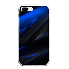 Чехол для iPhone 7Plus/8 Plus матовый с принтом Blue and Black в Новосибирске, Силикон | Область печати: задняя сторона чехла, без боковых панелей | Тематика изображения на принте: 3d | 3д | black | blue | texture | геометрия | красно синее | синий | текстуры | фигуры | черный