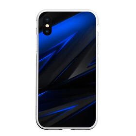 Чехол для iPhone XS Max матовый с принтом Blue and Black в Новосибирске, Силикон | Область печати: задняя сторона чехла, без боковых панелей | Тематика изображения на принте: 3d | 3д | black | blue | texture | геометрия | красно синее | синий | текстуры | фигуры | черный