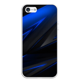 Чехол для iPhone 5/5S матовый с принтом Blue and Black в Новосибирске, Силикон | Область печати: задняя сторона чехла, без боковых панелей | Тематика изображения на принте: 3d | 3д | black | blue | texture | геометрия | красно синее | синий | текстуры | фигуры | черный