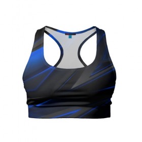 Женский спортивный топ 3D с принтом Blue and Black в Новосибирске, 82% полиэстер, 18% спандекс Ткань безопасна для здоровья, позволяет коже дышать, не мнется и не растягивается |  | 3d | 3д | black | blue | texture | геометрия | красно синее | синий | текстуры | фигуры | черный