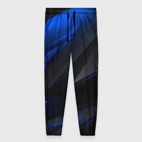 Женские брюки 3D с принтом Blue and Black в Новосибирске, полиэстер 100% | прямой крой, два кармана без застежек по бокам, с мягкой трикотажной резинкой на поясе и по низу штанин. В поясе для дополнительного комфорта — широкие завязки | Тематика изображения на принте: 3d | 3д | black | blue | texture | геометрия | красно синее | синий | текстуры | фигуры | черный