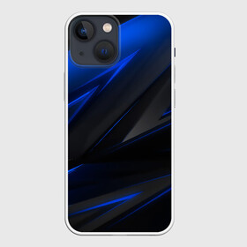Чехол для iPhone 13 mini с принтом Blue and Black в Новосибирске,  |  | 3d | 3д | black | blue | texture | геометрия | красно синее | синий | текстуры | фигуры | черный