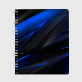 Тетрадь с принтом Blue and Black в Новосибирске, 100% бумага | 48 листов, плотность листов — 60 г/м2, плотность картонной обложки — 250 г/м2. Листы скреплены сбоку удобной пружинной спиралью. Уголки страниц и обложки скругленные. Цвет линий — светло-серый
 | Тематика изображения на принте: 3d | 3д | black | blue | texture | геометрия | красно синее | синий | текстуры | фигуры | черный