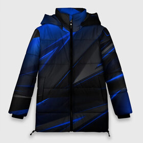Женская зимняя куртка 3D с принтом Blue and Black в Новосибирске, верх — 100% полиэстер; подкладка — 100% полиэстер; утеплитель — 100% полиэстер | длина ниже бедра, силуэт Оверсайз. Есть воротник-стойка, отстегивающийся капюшон и ветрозащитная планка. 

Боковые карманы с листочкой на кнопках и внутренний карман на молнии | 3d | 3д | black | blue | texture | геометрия | красно синее | синий | текстуры | фигуры | черный