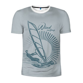 Мужская футболка 3D спортивная с принтом Windsurfer в Новосибирске, 100% полиэстер с улучшенными характеристиками | приталенный силуэт, круглая горловина, широкие плечи, сужается к линии бедра | surf | wind | wind surfing | windsurfing | винд серфинг | виндсерфинг | экстрим