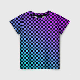 Детская футболка 3D с принтом Checkerboard gradient в Новосибирске, 100% гипоаллергенный полиэфир | прямой крой, круглый вырез горловины, длина до линии бедер, чуть спущенное плечо, ткань немного тянется | checkerboard | gradient | бойчик | градиент | клетка. ячейка | орнамент | френдзона | шахматная. доска | шашечки
