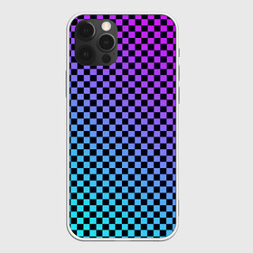 Чехол для iPhone 12 Pro с принтом Checkerboard gradient в Новосибирске, силикон | область печати: задняя сторона чехла, без боковых панелей | checkerboard | gradient | бойчик | градиент | клетка. ячейка | орнамент | френдзона | шахматная. доска | шашечки