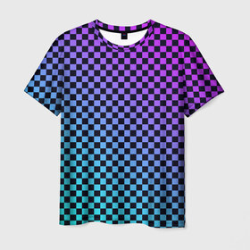 Мужская футболка 3D с принтом Checkerboard gradient в Новосибирске, 100% полиэфир | прямой крой, круглый вырез горловины, длина до линии бедер | checkerboard | gradient | бойчик | градиент | клетка. ячейка | орнамент | френдзона | шахматная. доска | шашечки
