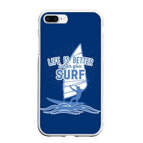Чехол для iPhone 7Plus/8 Plus матовый с принтом Surf в Новосибирске, Силикон | Область печати: задняя сторона чехла, без боковых панелей | surf | wind | wind surfing | windsurfing | винд серфинг | виндсерфинг | экстрим