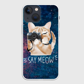 Чехол для iPhone 13 mini с принтом Say Meow в Новосибирске,  |  | meow | кот | котенок | котик | котики | котятка | кошка | мяу | скажи мяу | фотоаппарат | фотограф