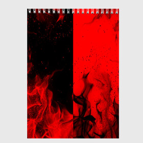 Скетчбук с принтом BLACK RED FIRE в Новосибирске, 100% бумага
 | 48 листов, плотность листов — 100 г/м2, плотность картонной обложки — 250 г/м2. Листы скреплены сверху удобной пружинной спиралью | bright | fire | flame | heat | light | wildfire | искры | огненный | огонь | пламя | пожар