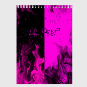 Скетчбук с принтом LIL PEEP в Новосибирске, 100% бумага
 | 48 листов, плотность листов — 100 г/м2, плотность картонной обложки — 250 г/м2. Листы скреплены сверху удобной пружинной спиралью | bright | fire | flame | heat | light | lil peep | lil prince | pink | wildfire | зарубежная музыка | искры | лил пип | маленький принц | огненный | огонь | пламя | пожар