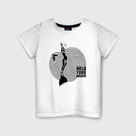 Детская футболка хлопок с принтом Hold your breath в Новосибирске, 100% хлопок | круглый вырез горловины, полуприлегающий силуэт, длина до линии бедер | Тематика изображения на принте: swim | swimming | synchronized swimming | водный спорт | плавание | пловец | синхронное плавание | спорт