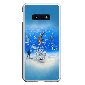 Чехол для Samsung S10E с принтом Go Dive в Новосибирске, Силикон | Область печати: задняя сторона чехла, без боковых панелей | dive | diving | swim | swimming | synchronized swimming | водный спорт | дайвинг | плавание | пловец | синхронное плавание | спорт