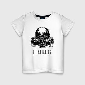 Детская футболка хлопок с принтом S.T.A.L.K.E.R. 2 в Новосибирске, 100% хлопок | круглый вырез горловины, полуприлегающий силуэт, длина до линии бедер | Тематика изображения на принте: bandit | chernobyl | logo | pripyat | s.t.a.l.k.e.r. 2 | shadow of chernobyl | stalker | stalker 2 | бандиты | лого | меченый | припять | сталкер | сталкер 2 | тени чернобыля | чернобыль | чистое небо