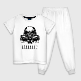 Детская пижама хлопок с принтом S.T.A.L.K.E.R. 2 в Новосибирске, 100% хлопок |  брюки и футболка прямого кроя, без карманов, на брюках мягкая резинка на поясе и по низу штанин
 | bandit | chernobyl | logo | pripyat | s.t.a.l.k.e.r. 2 | shadow of chernobyl | stalker | stalker 2 | бандиты | лого | меченый | припять | сталкер | сталкер 2 | тени чернобыля | чернобыль | чистое небо