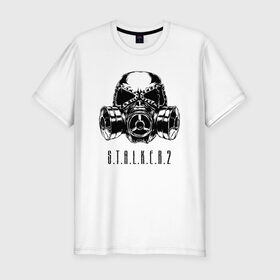 Мужская футболка премиум с принтом S.T.A.L.K.E.R. 2 в Новосибирске, 92% хлопок, 8% лайкра | приталенный силуэт, круглый вырез ворота, длина до линии бедра, короткий рукав | bandit | chernobyl | logo | pripyat | s.t.a.l.k.e.r. 2 | shadow of chernobyl | stalker | stalker 2 | бандиты | лого | меченый | припять | сталкер | сталкер 2 | тени чернобыля | чернобыль | чистое небо