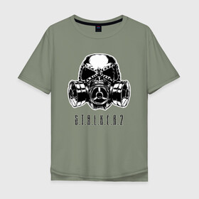 Мужская футболка хлопок Oversize с принтом S.T.A.L.K.E.R. 2 в Новосибирске, 100% хлопок | свободный крой, круглый ворот, “спинка” длиннее передней части | bandit | chernobyl | logo | pripyat | s.t.a.l.k.e.r. 2 | shadow of chernobyl | stalker | stalker 2 | бандиты | лого | меченый | припять | сталкер | сталкер 2 | тени чернобыля | чернобыль | чистое небо