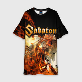 Детское платье 3D с принтом Sabaton в Новосибирске, 100% полиэстер | прямой силуэт, чуть расширенный к низу. Круглая горловина, на рукавах — воланы | Тематика изображения на принте: heavy | metal | power | sabaton | метал | пауэр | сабатон | хэви