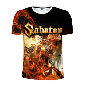 Мужская футболка 3D спортивная с принтом Sabaton в Новосибирске, 100% полиэстер с улучшенными характеристиками | приталенный силуэт, круглая горловина, широкие плечи, сужается к линии бедра | heavy | metal | power | sabaton | метал | пауэр | сабатон | хэви