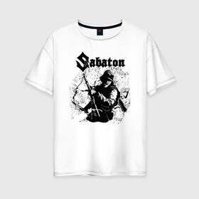 Женская футболка хлопок Oversize с принтом Sabaton в Новосибирске, 100% хлопок | свободный крой, круглый ворот, спущенный рукав, длина до линии бедер
 | battle metal | primo victoria | sabaton | the art of war | the great war | группа | йоаким броден | латный ботинок | метал | пауэр | рыцарские доспехи | сабатон | собатон | хэви