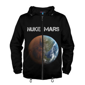 Мужская ветровка 3D с принтом NUKE MARS в Новосибирске, 100% полиэстер | подол и капюшон оформлены резинкой с фиксаторами, два кармана без застежек по бокам, один потайной карман на груди | Тематика изображения на принте: elon | mars | musk | nuke | земля | илон | марс | маск | планета | терраформирование | ядерный