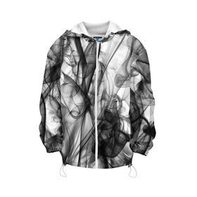 Детская куртка 3D с принтом SMOKE ABSTRACTION в Новосибирске, 100% полиэстер | застежка — молния, подол и капюшон оформлены резинкой с фиксаторами, по бокам — два кармана без застежек, один потайной карман на груди, плотность верхнего слоя — 90 г/м2; плотность флисового подклада — 260 г/м2 | Тематика изображения на принте: abstraction | smoke | абстракция | дым | огонь.