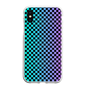 Чехол для iPhone XS Max матовый с принтом Checkerboard Color в Новосибирске, Силикон | Область печати: задняя сторона чехла, без боковых панелей | checkerboard | gradient | бойчик | в клетку | в клеточку | градиент | клетка | музыка | орнамент | френдзона | шахматная доска | шашки