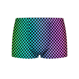 Мужские трусы 3D с принтом Checkerboard Color в Новосибирске, 50% хлопок, 50% полиэстер | классическая посадка, на поясе мягкая тканевая резинка | Тематика изображения на принте: checkerboard | gradient | бойчик | в клетку | в клеточку | градиент | клетка | музыка | орнамент | френдзона | шахматная доска | шашки