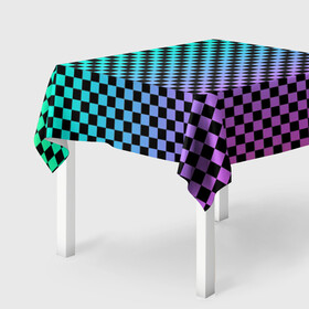 Скатерть 3D с принтом Checkerboard Color  в Новосибирске, 100% полиэстер (ткань не мнется и не растягивается) | Размер: 150*150 см | checkerboard | gradient | бойчик | в клетку | в клеточку | градиент | клетка | музыка | орнамент | френдзона | шахматная доска | шашки