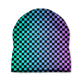 Шапка 3D с принтом Checkerboard Color в Новосибирске, 100% полиэстер | универсальный размер, печать по всей поверхности изделия | checkerboard | gradient | бойчик | в клетку | в клеточку | градиент | клетка | музыка | орнамент | френдзона | шахматная доска | шашки