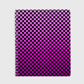 Тетрадь с принтом Checkerboard Color в Новосибирске, 100% бумага | 48 листов, плотность листов — 60 г/м2, плотность картонной обложки — 250 г/м2. Листы скреплены сбоку удобной пружинной спиралью. Уголки страниц и обложки скругленные. Цвет линий — светло-серый
 | checkerboard | gradient | бойчик | в клетку | в клеточку | градиент | клетка | музыка | орнамент | френдзона | шахматная доска | шашки