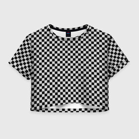 Женская футболка Crop-top 3D с принтом Checkerboard Color  в Новосибирске, 100% полиэстер | круглая горловина, длина футболки до линии талии, рукава с отворотами | checkerboard | gradient | бойчик | в клетку | в клеточку | градиент | клетка | музыка | орнамент | френдзона | шахматная доска | шашки