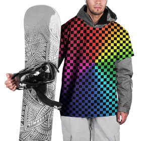 Накидка на куртку 3D с принтом Checkerboard Color  в Новосибирске, 100% полиэстер |  | Тематика изображения на принте: checkerboard | gradient | бойчик | в клетку | в клеточку | градиент | клетка | музыка | орнамент | френдзона | шахматная доска | шашки