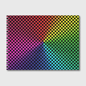 Альбом для рисования с принтом Checkerboard Color в Новосибирске, 100% бумага
 | матовая бумага, плотность 200 мг. | checkerboard | gradient | бойчик | в клетку | в клеточку | градиент | клетка | музыка | орнамент | френдзона | шахматная доска | шашки