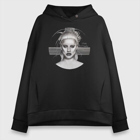 Женское худи Oversize хлопок с принтом Yolandi Die Antwoord в Новосибирске, френч-терри — 70% хлопок, 30% полиэстер. Мягкий теплый начес внутри —100% хлопок | боковые карманы, эластичные манжеты и нижняя кромка, капюшон на магнитной кнопке | dieantwoord | yolandi | парнаяфутболка | подарок