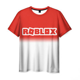 Мужская футболка 3D с принтом Roblox в Новосибирске, 100% полиэфир | прямой крой, круглый вырез горловины, длина до линии бедер | game | gamer | logo | minecraft | simulator | игра | конструктор | лого | симулятор | строительство | фигура