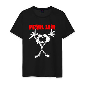 Мужская футболка хлопок с принтом Pearl Jam в Новосибирске, 100% хлопок | прямой крой, круглый вырез горловины, длина до линии бедер, слегка спущенное плечо. | Тематика изображения на принте: альтернативный рок | американская | гранж | группа | майк маккриди | рок | стоун госсард | хард рок | эдди веддер