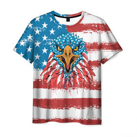 Мужская футболка 3D с принтом American Eagle в Новосибирске, 100% полиэфир | прямой крой, круглый вырез горловины, длина до линии бедер | america | amerika | bird | eagle | flag | usa | америка | американский | орел | птица | соединенные | сша | флаг | штаты
