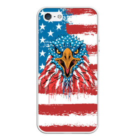 Чехол для iPhone 5/5S матовый с принтом American Eagle в Новосибирске, Силикон | Область печати: задняя сторона чехла, без боковых панелей | america | amerika | bird | eagle | flag | usa | америка | американский | орел | птица | соединенные | сша | флаг | штаты