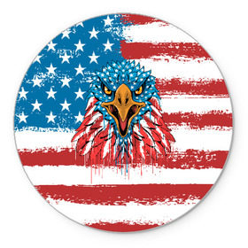 Коврик для мышки круглый с принтом American Eagle в Новосибирске, резина и полиэстер | круглая форма, изображение наносится на всю лицевую часть | america | amerika | bird | eagle | flag | usa | америка | американский | орел | птица | соединенные | сша | флаг | штаты