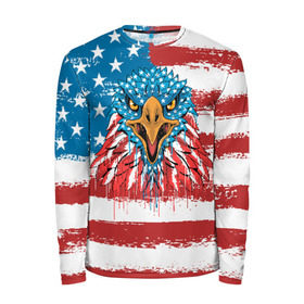 Мужской лонгслив 3D с принтом American Eagle в Новосибирске, 100% полиэстер | длинные рукава, круглый вырез горловины, полуприлегающий силуэт | america | amerika | bird | eagle | flag | usa | америка | американский | орел | птица | соединенные | сша | флаг | штаты